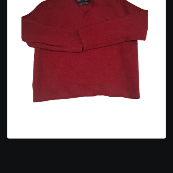 Polo Ralph Lauren Red Lambswool V-Neck Sweater - Picture 2 of 8